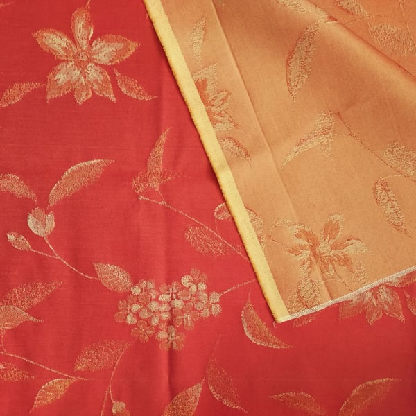 Beautiful Rust Red & Golden Brown Brocade Floral Fabric Remnant, 140cm x 94cm