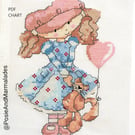 In a Hat with a Cat Cross Stitch Pattern: Girl and cat (PDF Download)