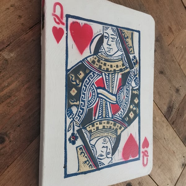 Queen of Hearts (Linocut on Wood)