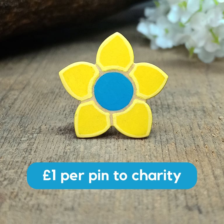 Ukraine Flower Pin, Handmade Charity Donation Gift, Support Ukraine Badge