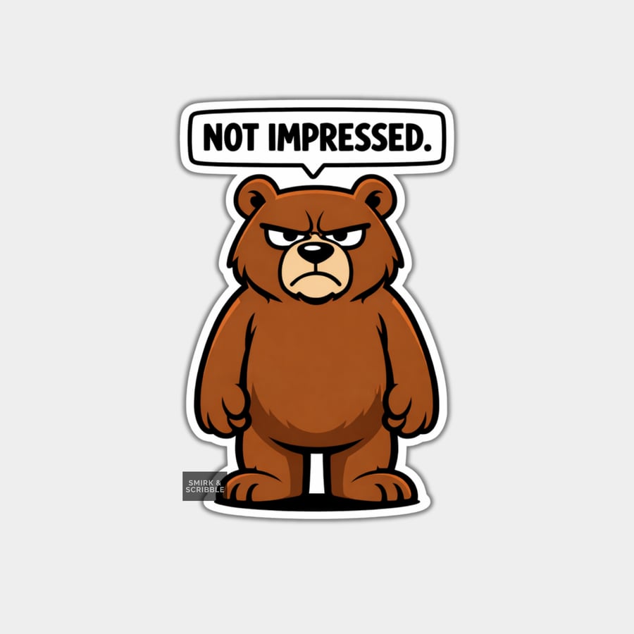 Funny Snarky Vinyl Sticker For Adults - Grumpy Bear - Folksy