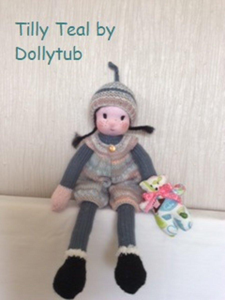 knitted doll - Tilly Teal