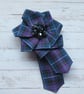 Pride of Scotland Purple & Navy Tartan Ribbon Ruffle Celtic Brooch Pin  - Image 1