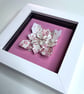 Framed Origami Hydrangea Tessellation (white on pink)
