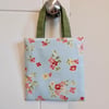 Mini tote bag gift bag child's bag blue floral green handles Easter egg hunt
