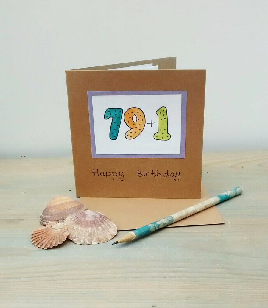 80th Birthday Card, Handmade Card