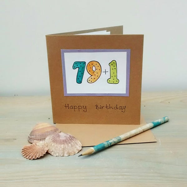 80th Birthday Card, Handmade Card