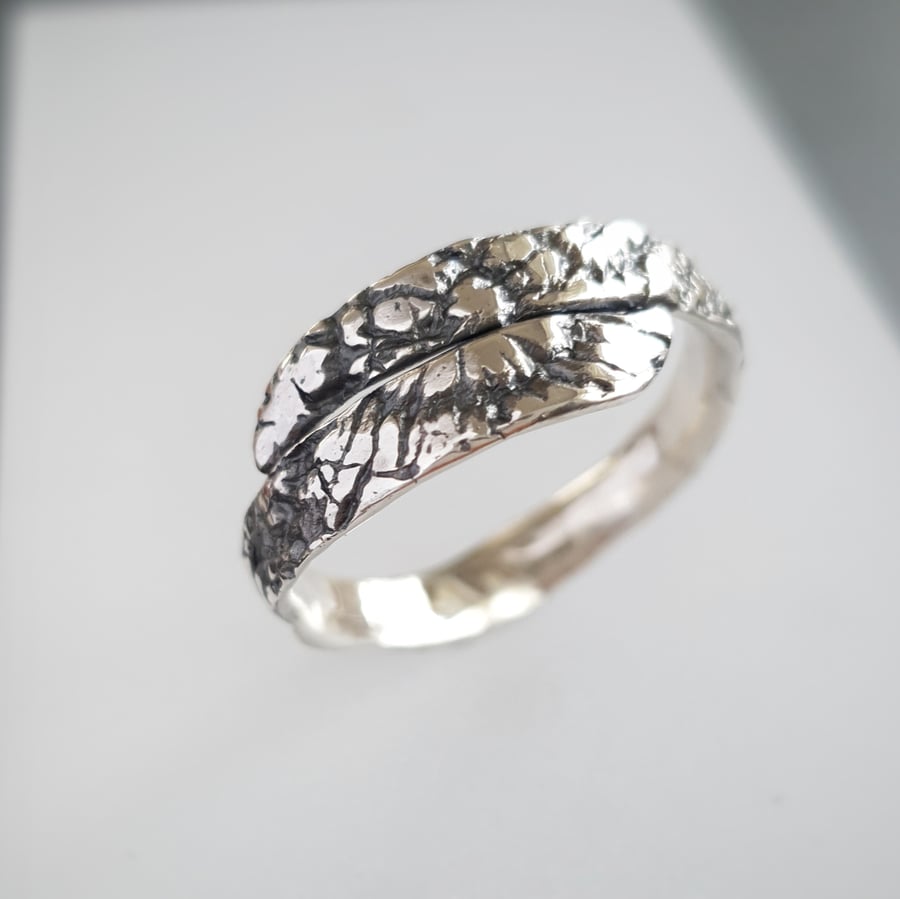 Ocean inspired coral wrap ring handmade in sterling silver