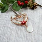 Copper Hanging Decoration with Pearls, Glass and Shell Beads
