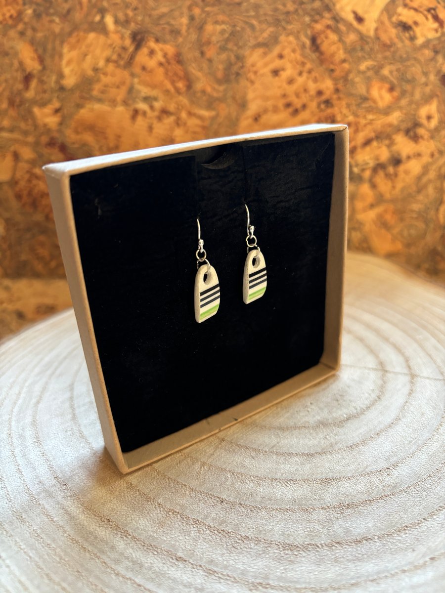 Handmade Ceramic Earrings One of a Kind Sterling Silver Eco Friendly Gifts