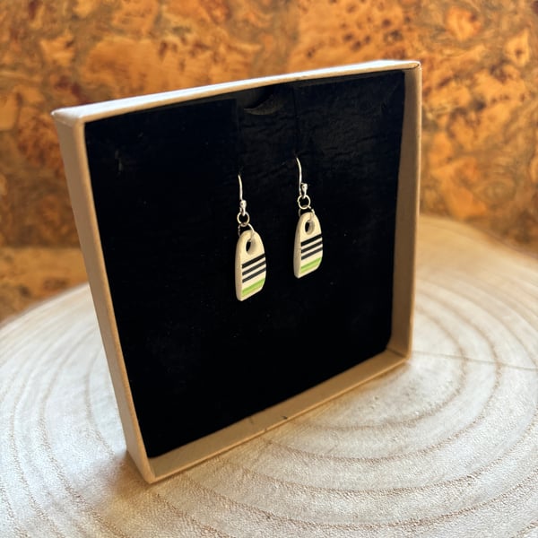 Handmade Ceramic Earrings One of a Kind Sterling Silver Eco Friendly Gifts