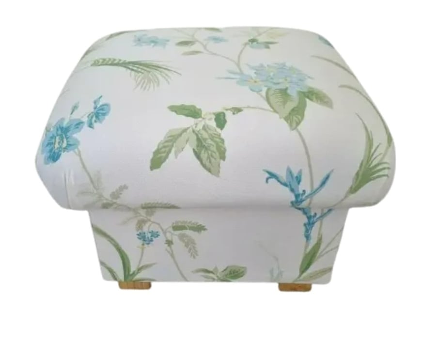 Storage Footstool Laura Ashley Orchid Apple Fabric Floral Pouffe Green Blue 