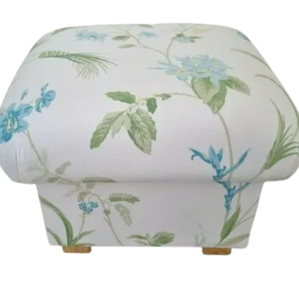 Storage Footstool Laura Ashley Orchid Apple Fabric Floral Pouffe Green Blue 