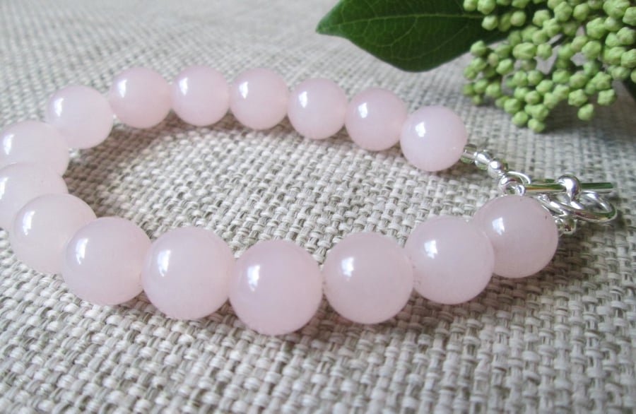 Quartzite Bracelet, Pale Pink, semi-precious beads