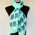 Egyptian Blue Scarab Scarf Spiritual Protection Gift. Aqua. Lightweight