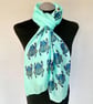Egyptian Blue Scarab Scarf Spiritual Protection Gift. Aqua. Lightweight