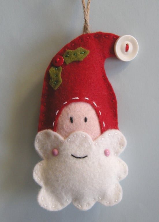 Handmade Father christmas felt decoration