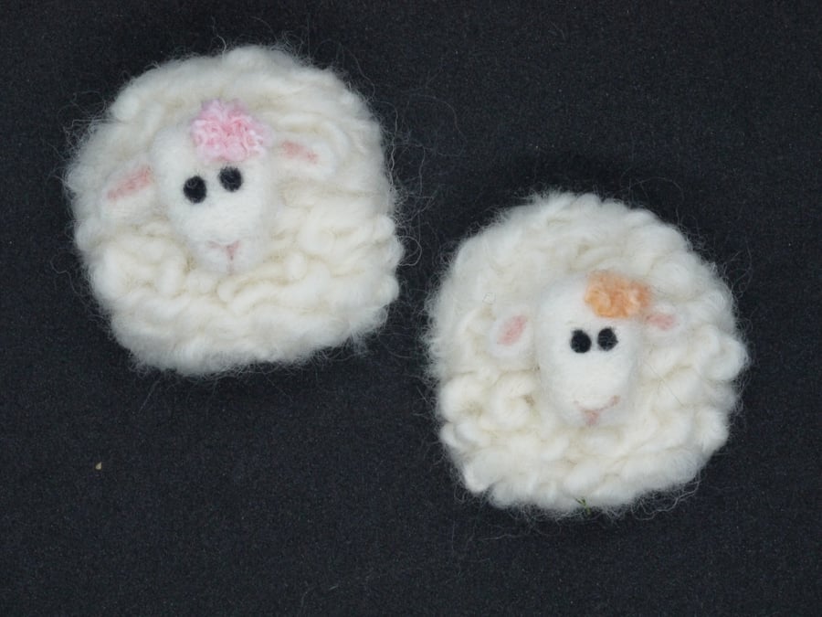 Needle felted sheep with option to be brooches or magnets