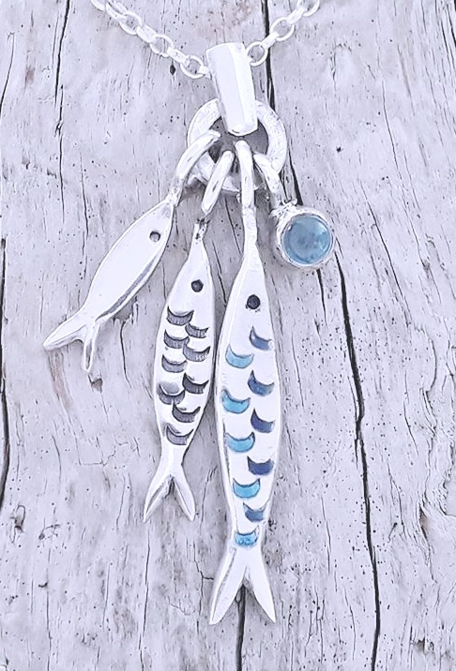 Silver Darlings Pendant with Blue Topaz