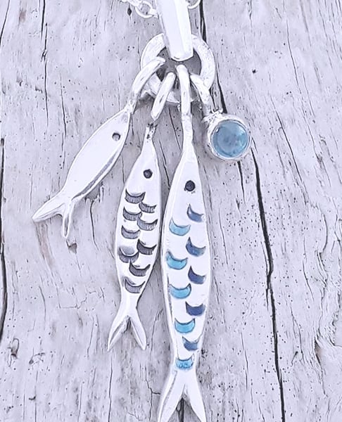 Silver Darlings Pendant with Blue Topaz