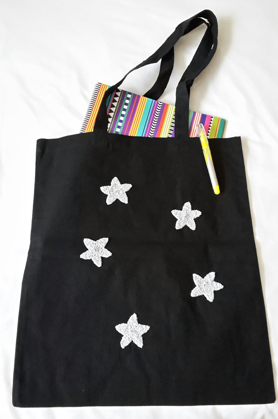 Crochet Silver Stars tote bag- Beach Bag- Gifts