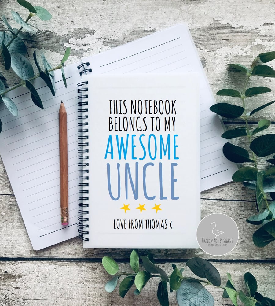 Uncle Notebook, Gift for Uncle from nephew, uncle fathers day gift, 