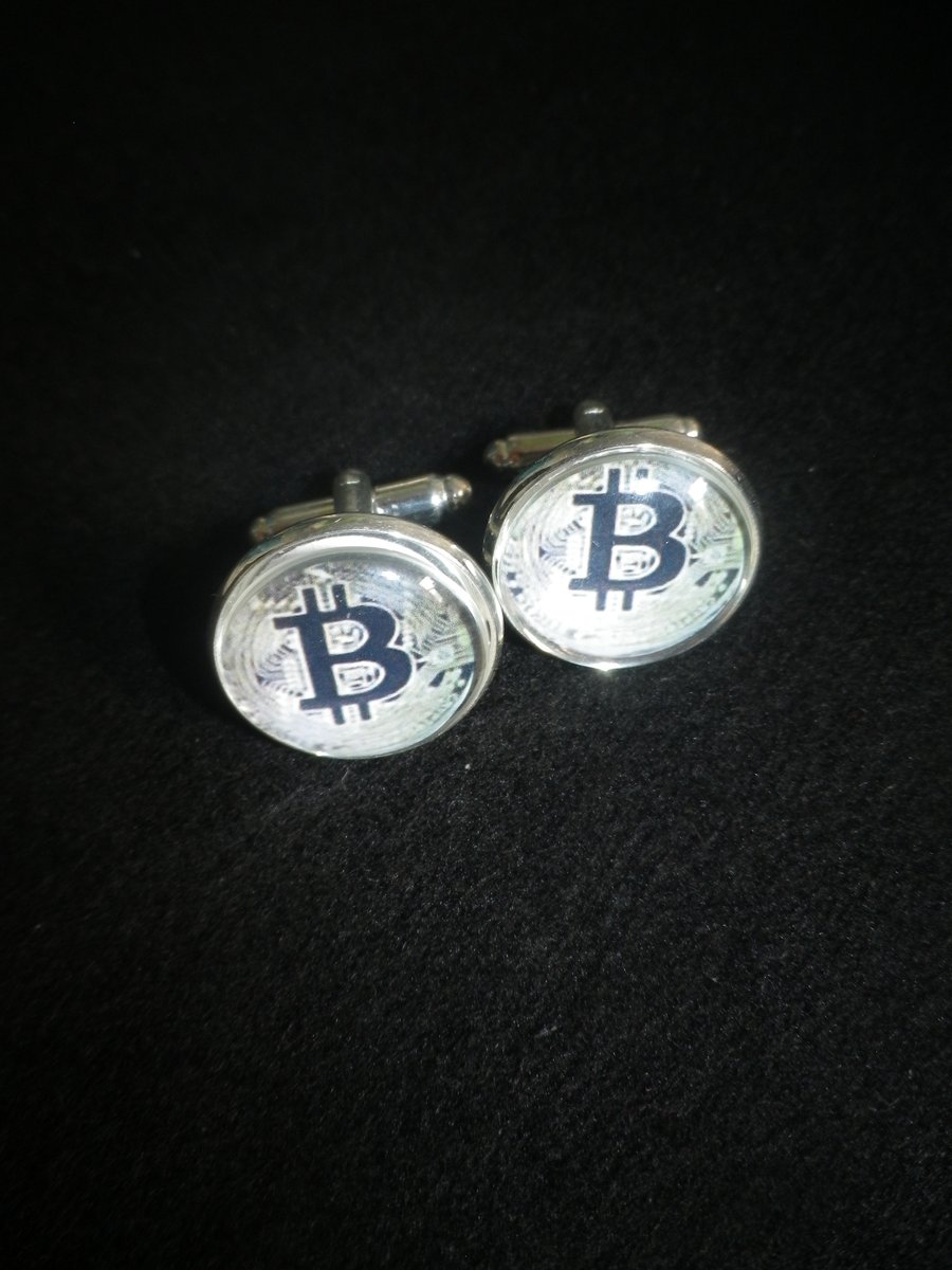 Bitcoin cufflinks, matching tie clip available, free UK shipping....