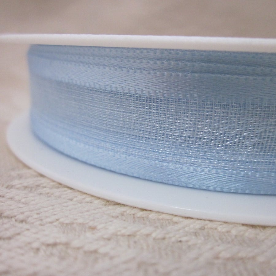 25m Spool Sheer Sky Blue 15mm Ribbon