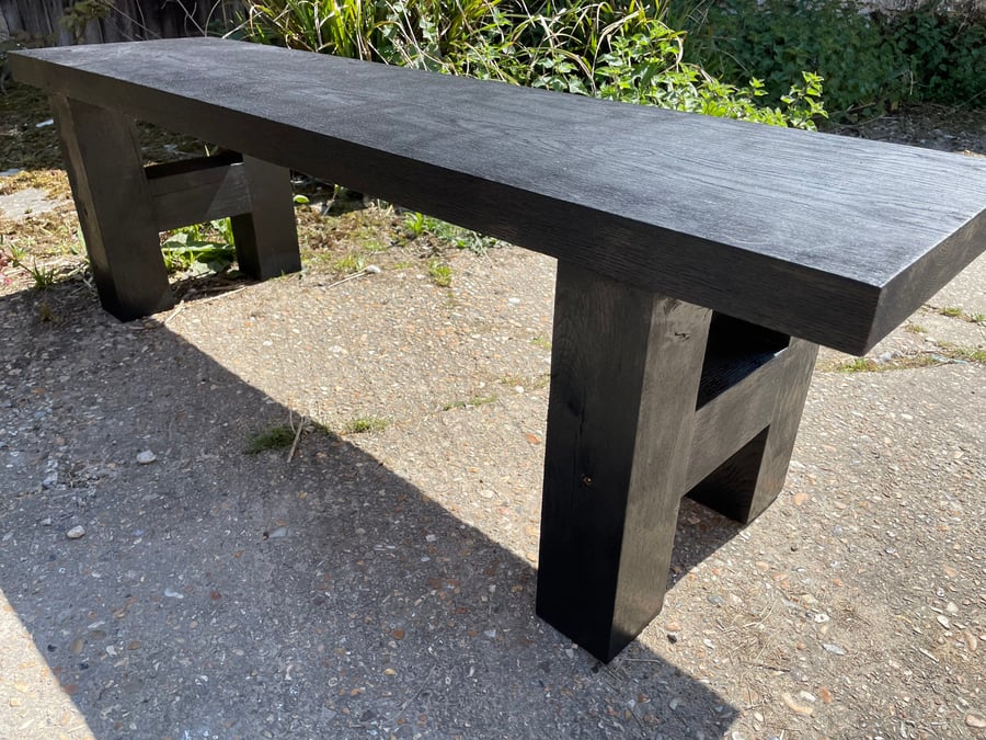 Outdoor chunky oak bench  - Charred effect