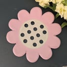 Ceramic pastel pink large flower frog