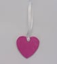 Clay heart hanging decoration, bright pink embossed with flowers, gift for her - Image 6