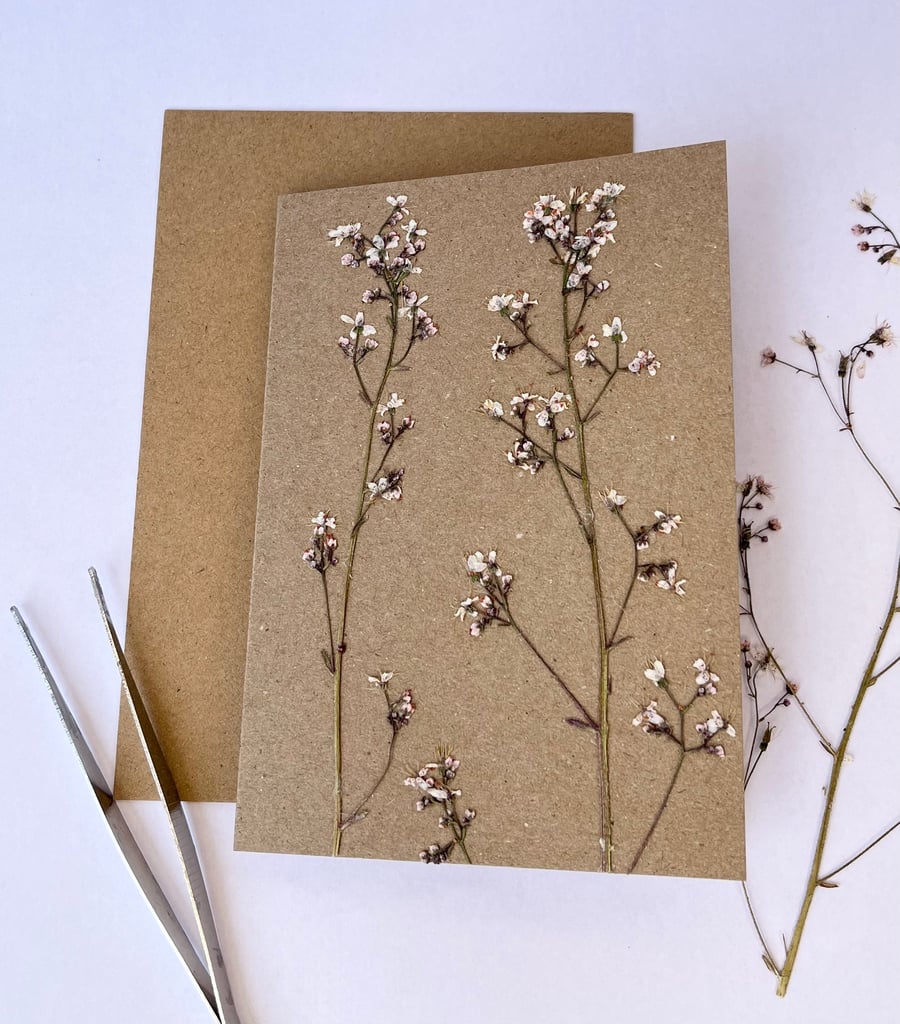 Handmade Real Pressed Flower Greeting Card