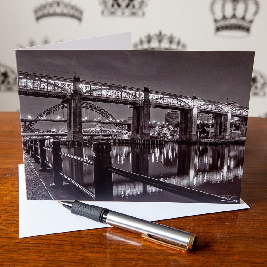Newcastle Upon Tyne, Quayside Walk, Greetings Card - Blank Inside - Birthday Car