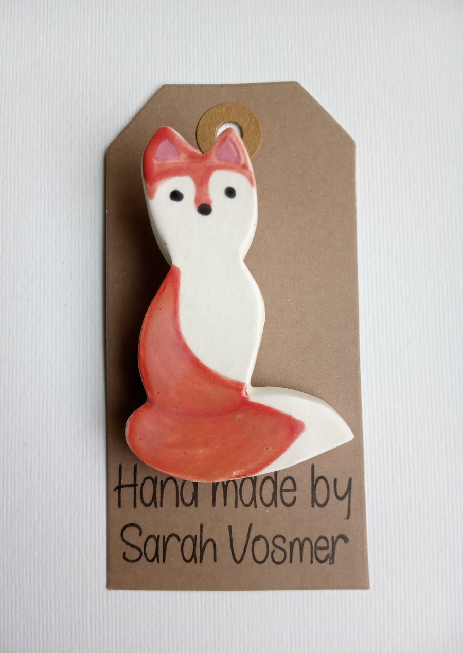 Ceramic Fox Brooch