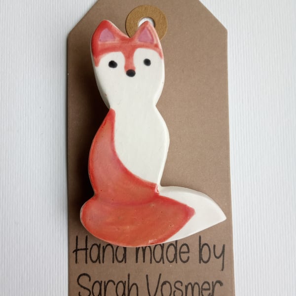 Ceramic Fox Brooch