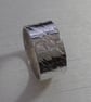 Sterling Silver Ring, Wide, Hammer-textured, size N - Image 3