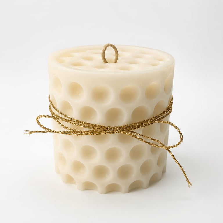 Modern Sculptural Soy Candle - Textured Pillar Candle - Luxury Home Decor