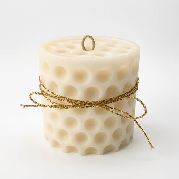 Modern Sculptural Soy Candle - Textured Pillar Candle - Luxury Home Decor