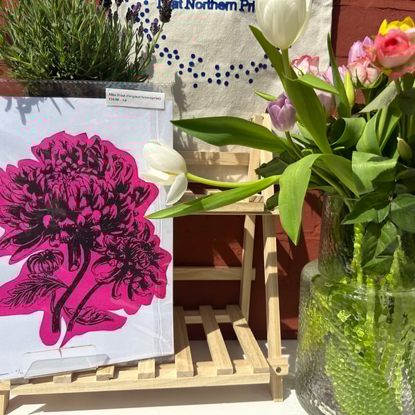 Missprint Chrysanthemum Screen Print – A4 Handprinted Botanical Art (Signed & Nu
