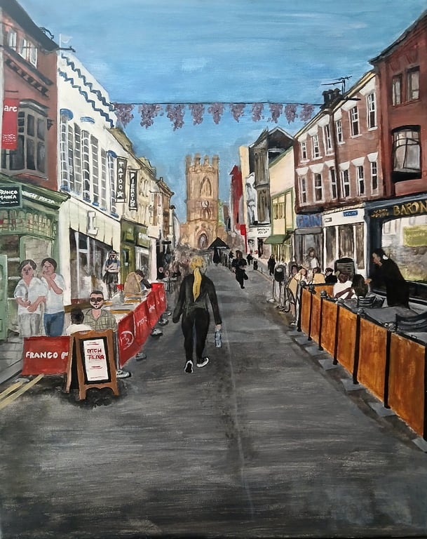Bold Street Liverpool canvas painting A4 print