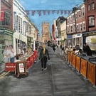 Bold Street Liverpool canvas painting A4 print