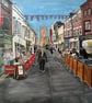 Bold Street Liverpool canvas painting A4 print