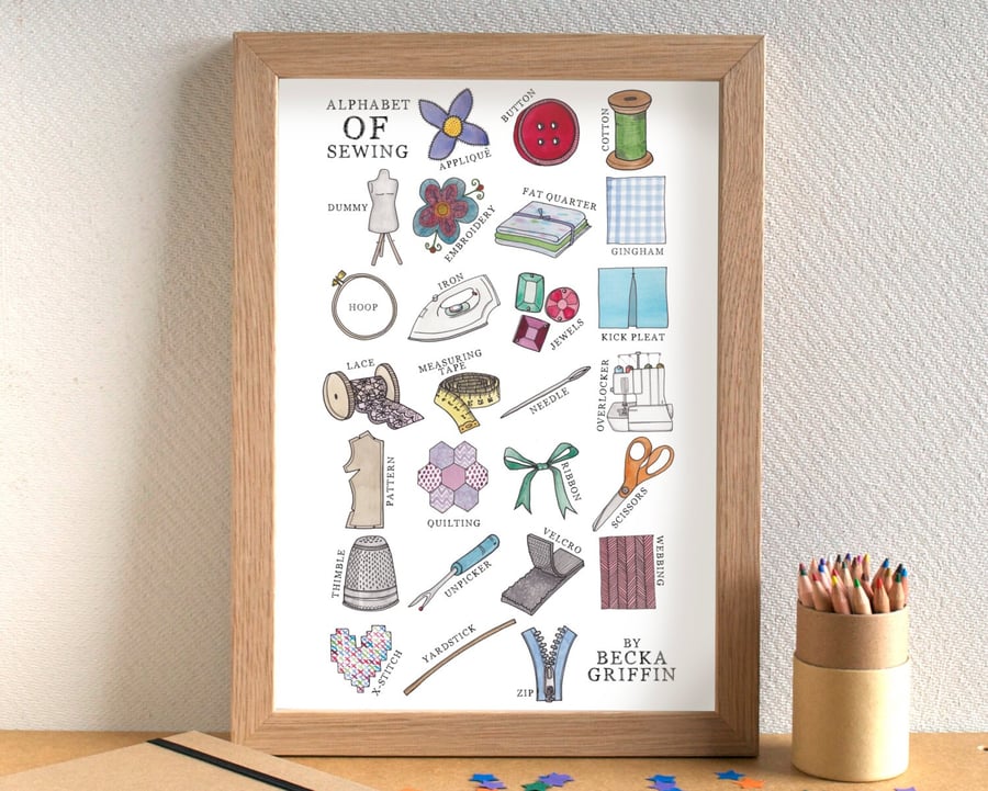 Sewing Alphabet Art Print