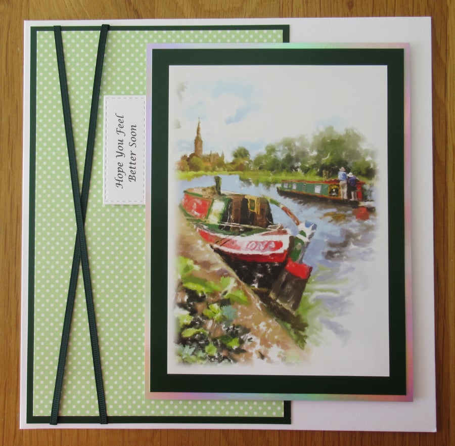 Canal Barges - 8x8" Feel Better Soon Card