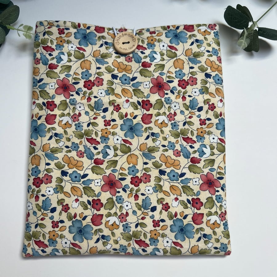 Handmade Padded Book Bag: Multi Floral Book Cover, Book Protector