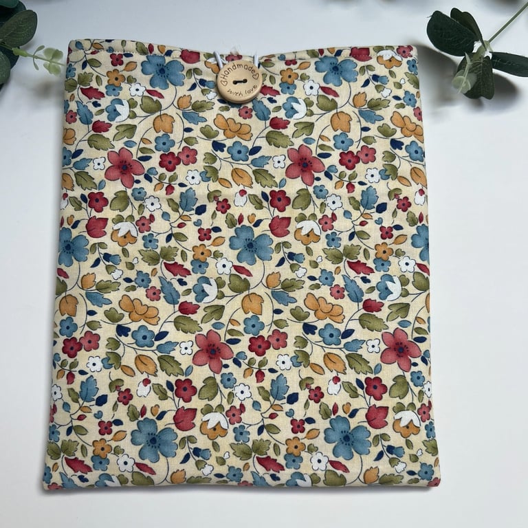 Handmade Padded Book Bag: Multi Floral Book Cover, Book Protector