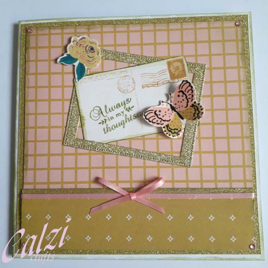 Always In My Thoughts Postcard & Butterfly Greeting Card