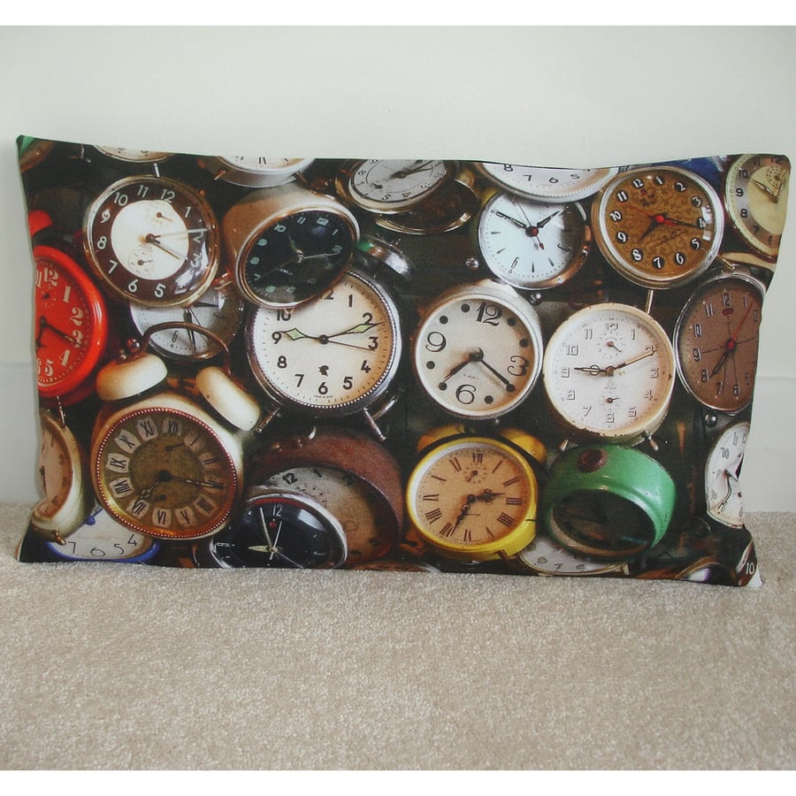 Clocks Cushion COVER Steampunk Oblong 16" x12" Black