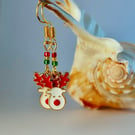 Reindeer Enamel Christmas Earrings, Stocking Filler, Secret Santa Gift For Her