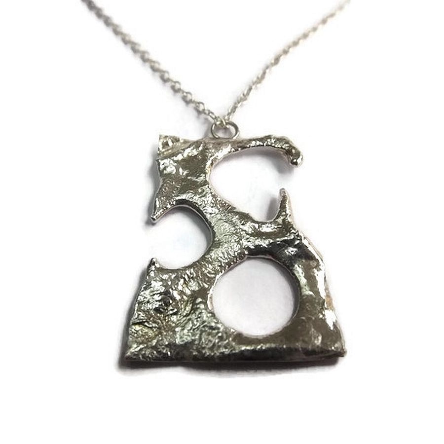reticulated sterling silver rectangle pendant